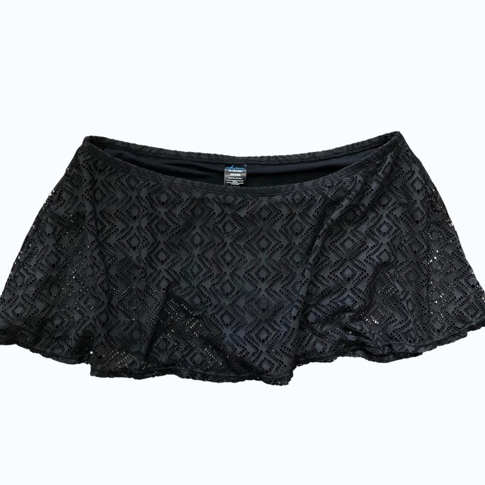 Catalina Women's Black Crochet Swim Skirt Bikini Bottom Plus Size 2X 18W-20W